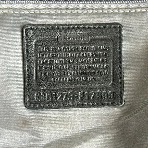 COACH Black Signature C Sateen Shoulder Bag with Creased Leather Trim - Picture 16 of 16